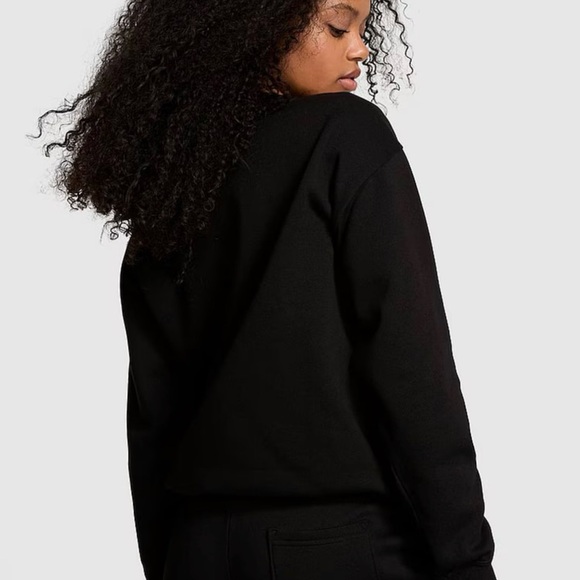 VS PINK Ivy Fleece Oversized Crew Sweatshirt victoria’s Secret Medium Black Logo - Picture 3 of 12